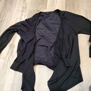 Black Flowy Cardigan with Sheer Transparent Back